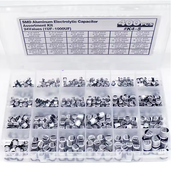KIT 400 CAPACITORES ELETROLITICOS DE ALUMINIO VARIOS MODELOS