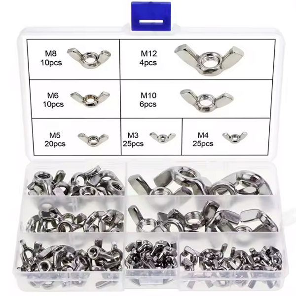KIT 100 PORCAS APERTO BORBOLETAINOX M3 M4 M5 M6 M8 M10 M12