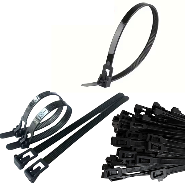 KIT 100 ABRAÇADEIRA REUTILIZÁVEL NYLON 5X200MM QUALIDADE