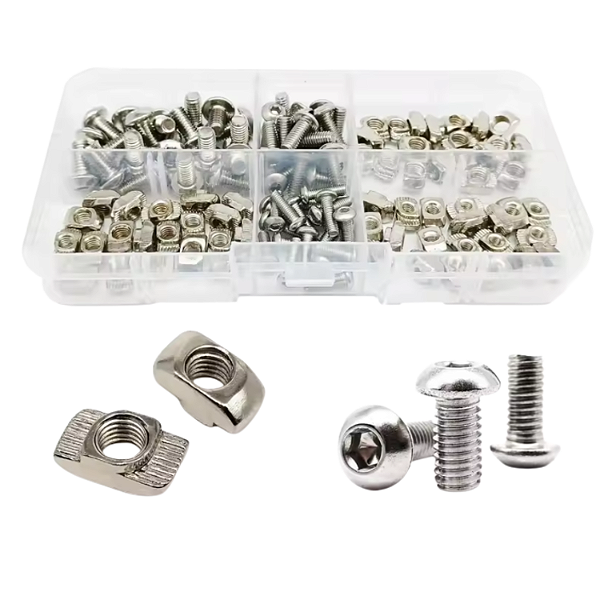 KIT 120 PORCAS MARTELOS DESLIZANTE E PARAFUSOS INOX M3 M4 M5