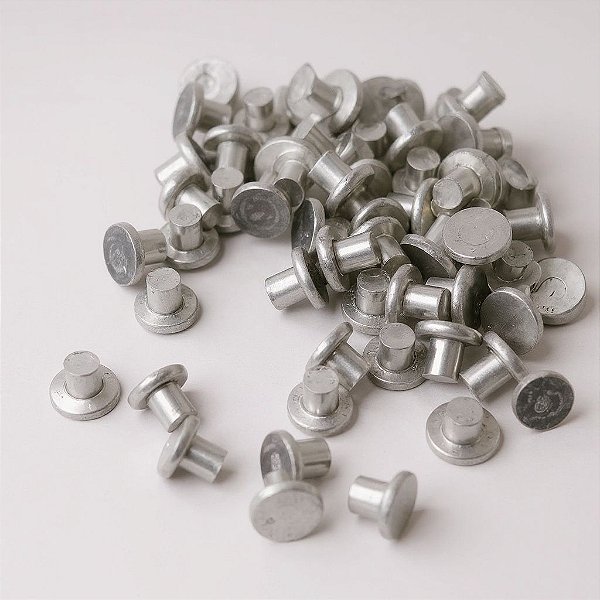 KIT 100 REBITES MACIÇOS EM ALUMINIO M3 3MM CABEÇA CHATA