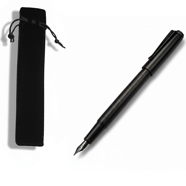 CANETA TINTEIRO PONTA PENA LUXO 0,5MM CARBONO E EMBALAGEM