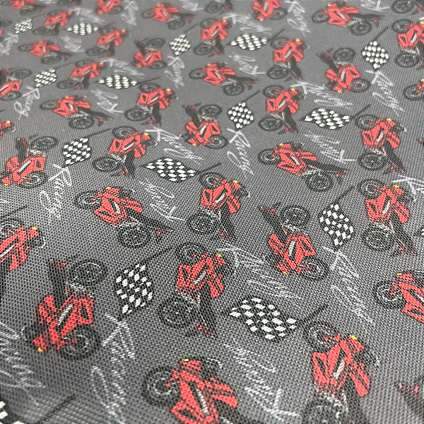 Lona 600 Estampado- Moto com fundo cinza-1/2 Metro