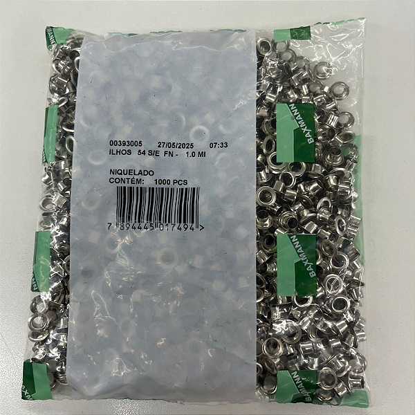 ILHOS NIQUELADO BAXMANN 54 / PCTE 1.000 UNIDADE