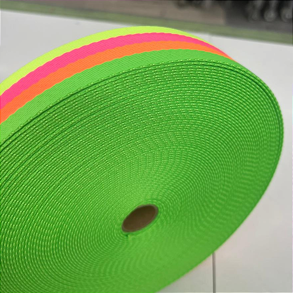 Fita - Alça  Verde Neon com listras   40Mm - Rolo C/ 25 Metros
