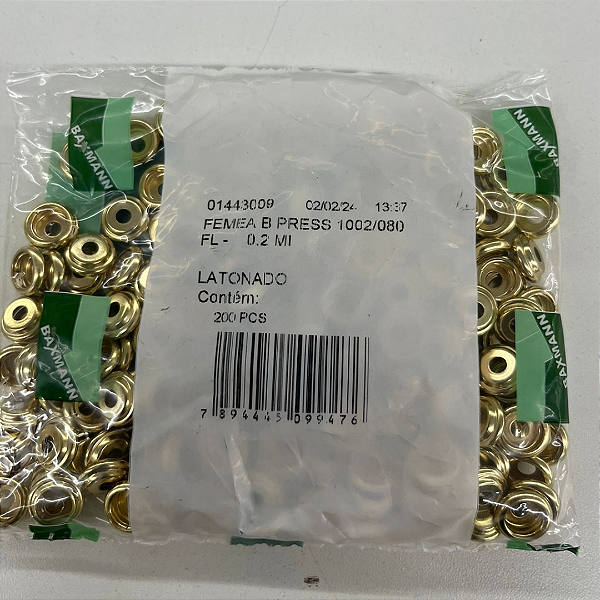 Botão de Pressão 80 - Dourado - Cx /200