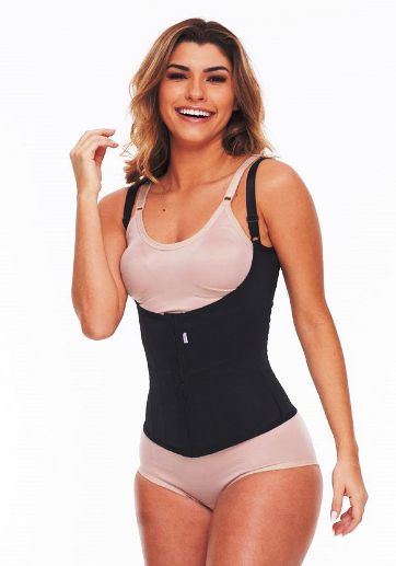 Corselet Alta Compressão 8 Barbatanas Preto Biobela 1646