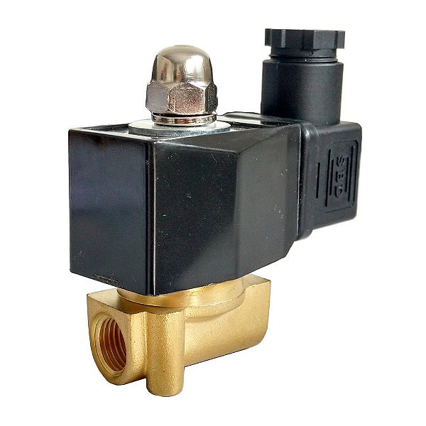 Válvula Solenoide Diafragma 2/2 Vias 1/4" Normal Fechada Em Latão Vedação Nbr Rosca Bsp