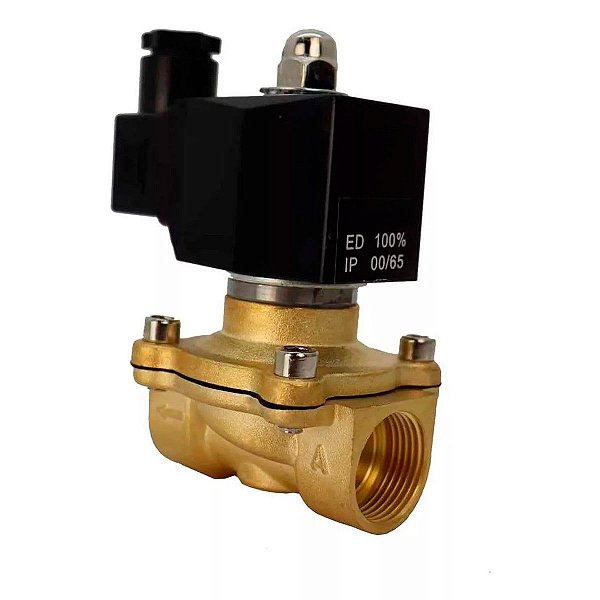 Válvula Solenoide Diafragma 2/2 Vias 1/2" Normal Fechada Em Latão Vedação Viton Rosca Bsp