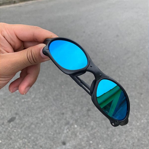 Óculos Oakley Penny Lente Azul Brilho Reto Armação Preta Frete Grátis