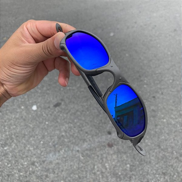 Oculos Oakley Juliet Lente Azul Escuro Brilho Reto Armção X-Metal Frete Grátis