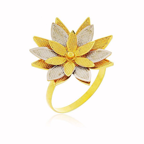 Anel Multi-Flor Banho Ouro Quebec 18k