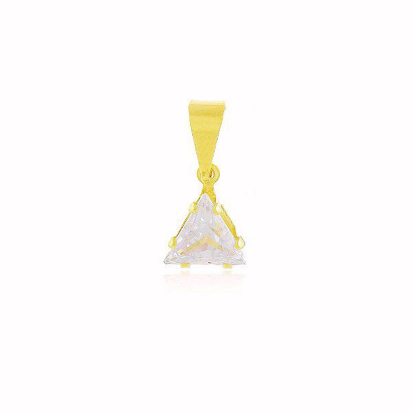 Pingente Triângular Cristal Banho Ouro 18k