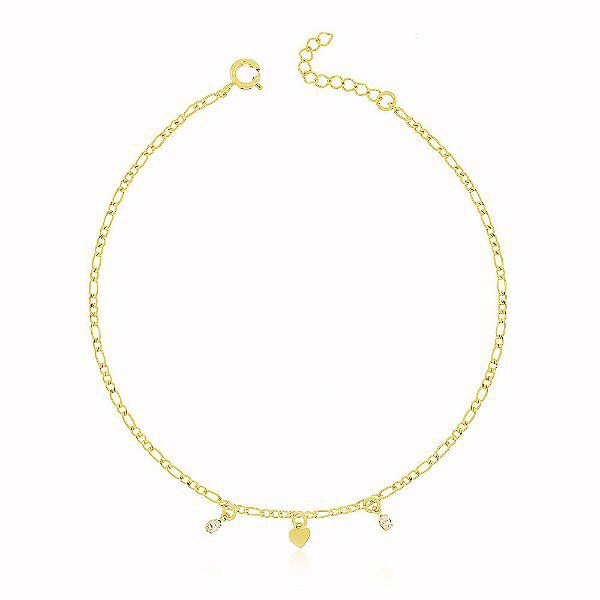 Tornozeleira Fígaro Cristal Banho Ouro 18k Fecho Boia