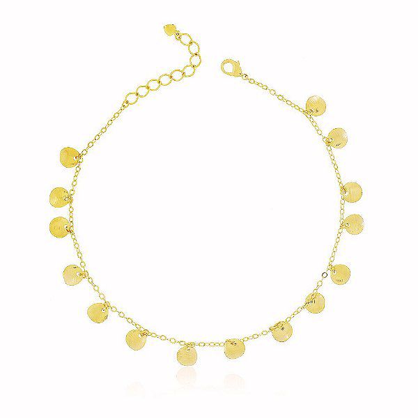 Tornozeleira Folhas Banho Ouro 18k Fecho Inglês