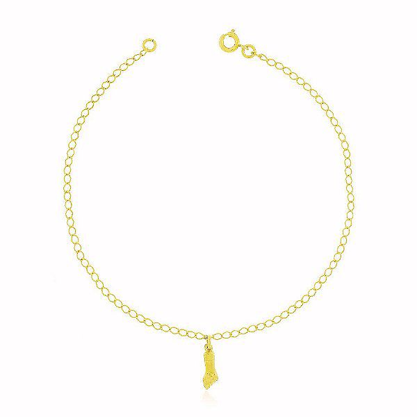 Tornozeleira Americana Pingente Punho Banho Ouro 18k Fecho Boia