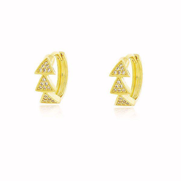 Brinco Click Cravejado Zircônia  Banho Ouro Quebec 18k