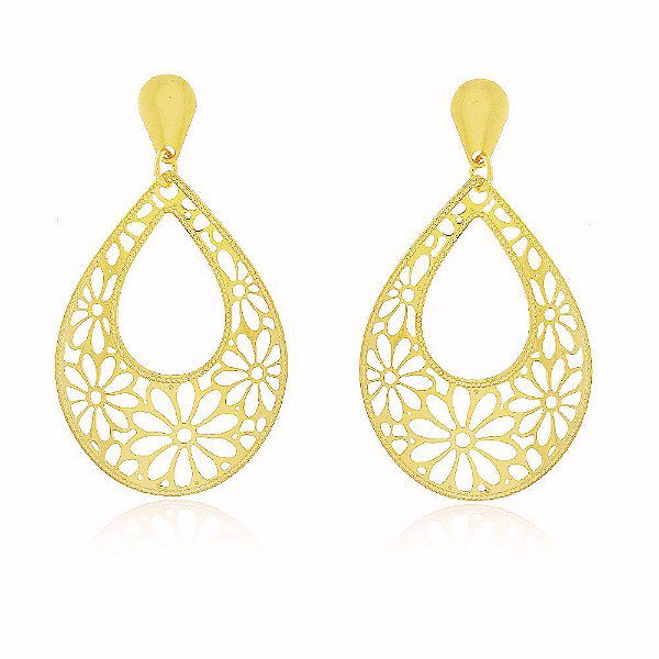 Brinco Flores Banho Ouro Quebec 18k