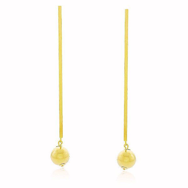 Brinco Longo Bola Banho Ouro Quebec 18k