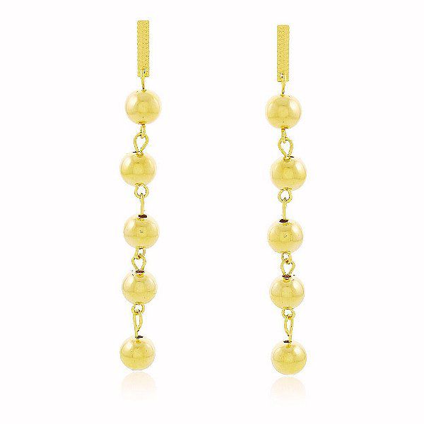Brinco Longo Bolas Banho Ouro Quebec 18k