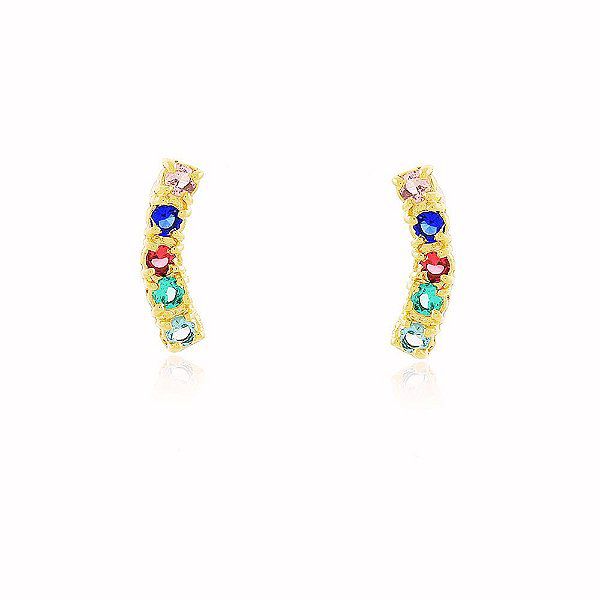 Brinco MultiColor Banho Ouro Quebec 18k