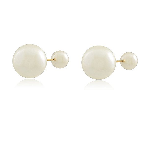 Brinco Pérola Dupla Grande Banho Ouro Quebec 18k