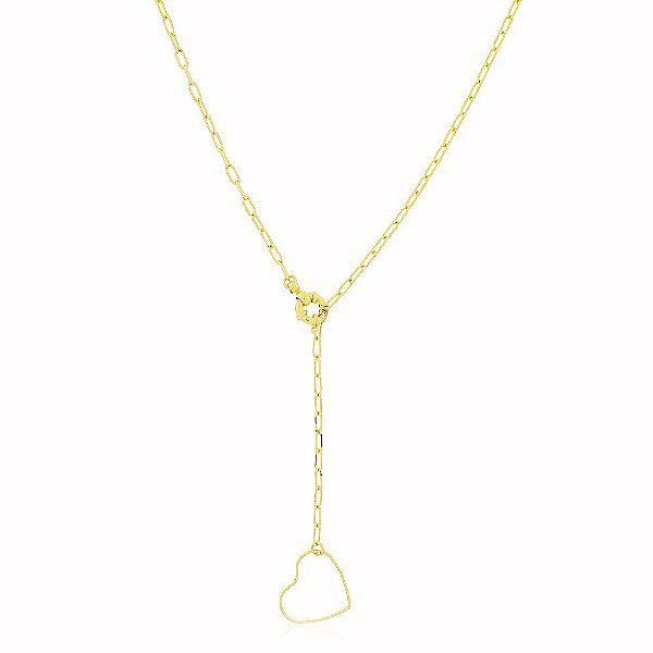 Colar Americana Coração Banho Ouro 18k Fecho Boia