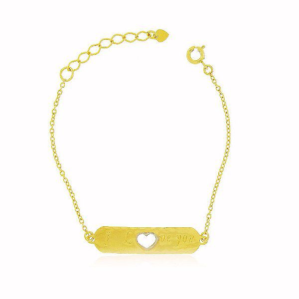Pulseira Americana I Love You Banho Ouro 18k Fecho Boia