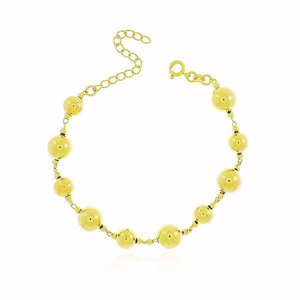 Pulseira Bolinha Banho Ouro 18k Fecho Boia