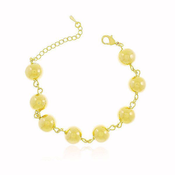 Pulseira Bolinha Banho Ouro 18k Fecho Inglês