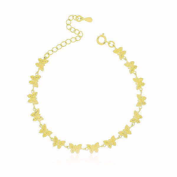 Pulseira Borboletas Banho Ouro 18k Fecho Boia
