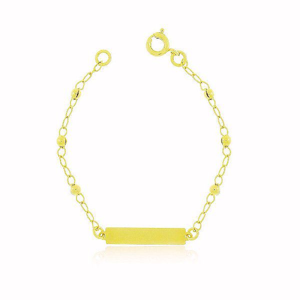 Pulseira Infantil Bolinha Banho Ouro 18k Fecho Boia