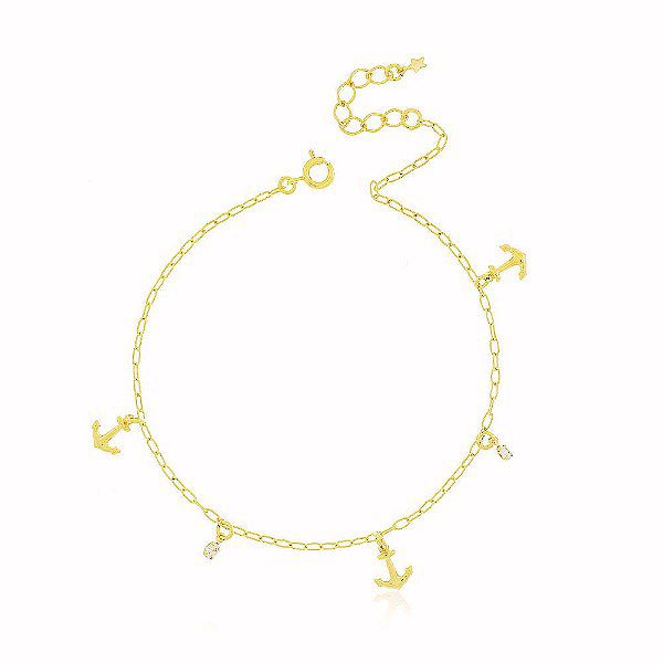 Tornozeleira Cartier Cristal Banho Ouro 18k Fecho Boia