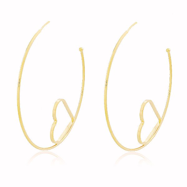 Brinco Argola Coração Banho Ouro Quebec 18k