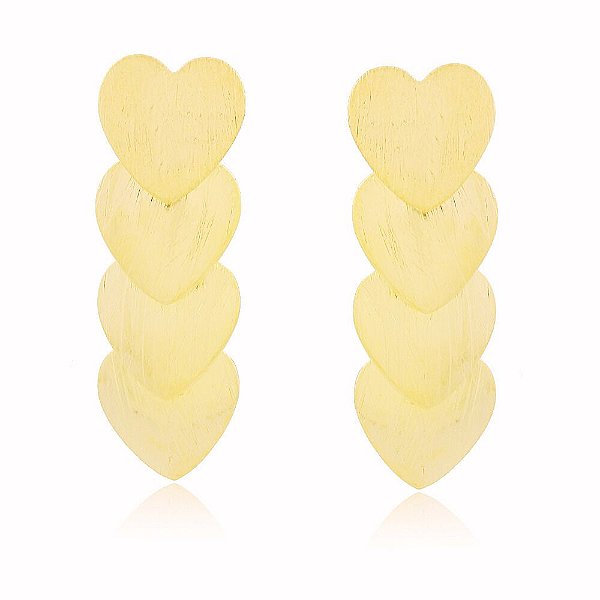 Brinco Cascata de Corações Banho Ouro Quebec 18k
