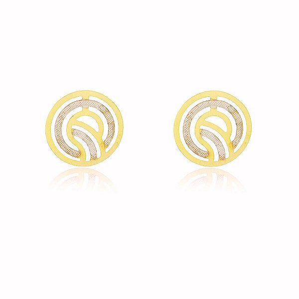 Brinco Circular Detalhe Ródio Banho Ouro Quebec 18k