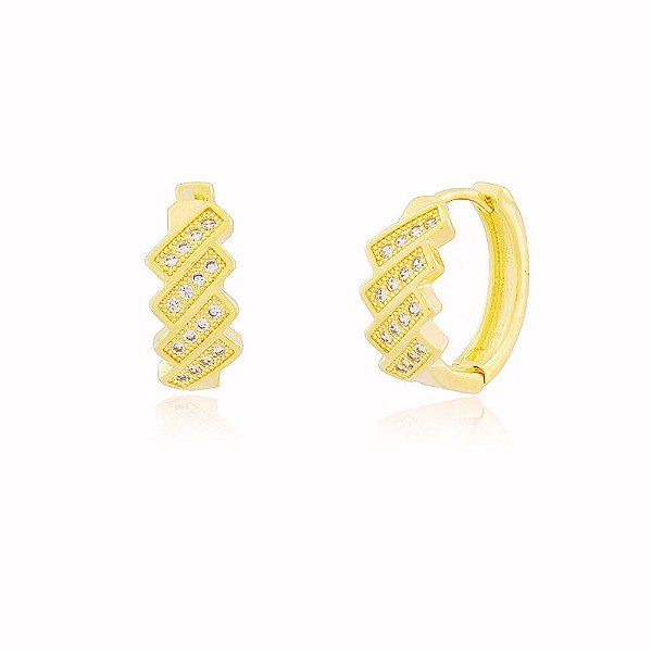 Brinco Cravejado Zircônia Banho Ouro Quebec 18k