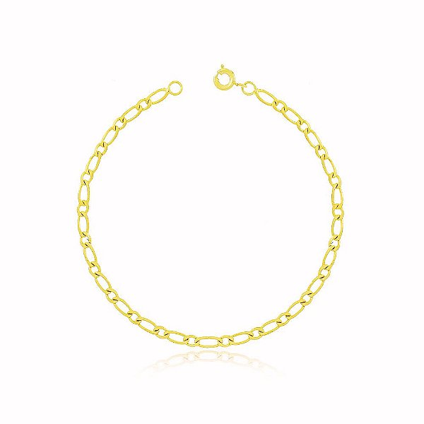 Pulseira Fígaro Banho Ouro Quebec 18k Fecho Boia