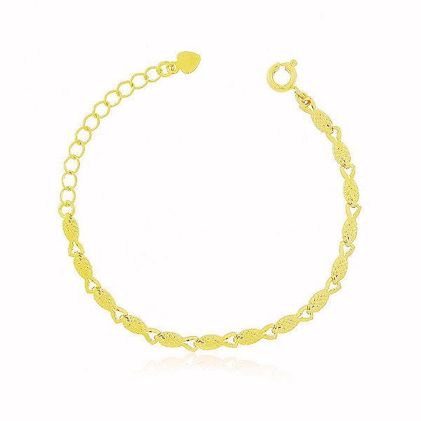 Pulseira Infantil Cadeado Banho Ouro Quebec 18k Fecho Boia