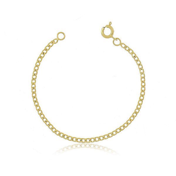 Pulseira Infantil Singapura Banho Ouro Quebec 18k Fecho Boia