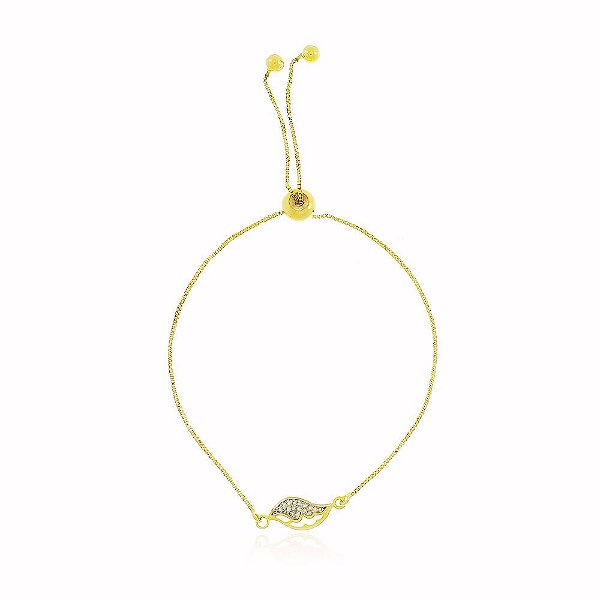 Pulseira Veneziana Pingente Folha Banho Ouro 18k Fecho Regulável