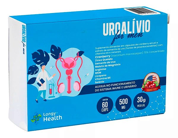 Uroalívio For Men Suplemento Alimentar Natural 60 Cápsulas 500Mg