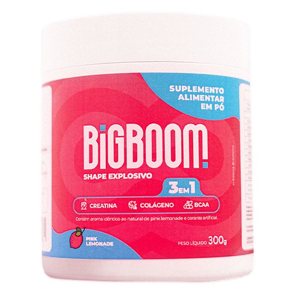 Big Boom Shape Explosivo 3 em 1 Creatina Suplemento em Pó 300g Sabor Pink Lemonade