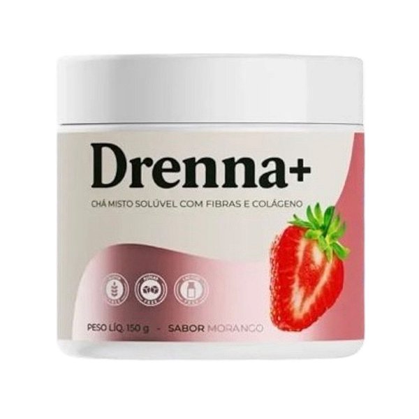 Drenna+ Chá Misto Solúvel Com Fibras e Colágeno 150g Sabor Morango