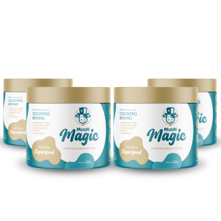 Magic Muuh - 4 potes - Suplemento Alimentar Em Pó 150g Sabor Pink Lemonade