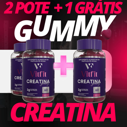 Vitfit Creatina Gummy 2 Potes + 1 Pote Grátis