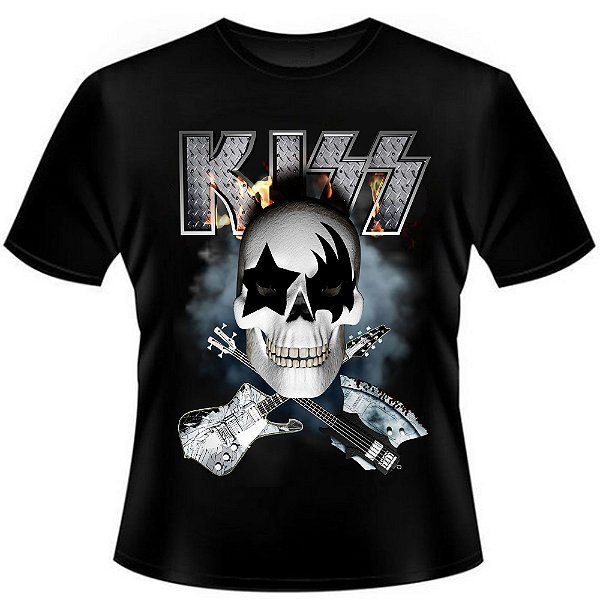 Camiseta Rock Skull Kiss - Rod Kustom Art - Camisetas Rock - Impressão Silk  Digital