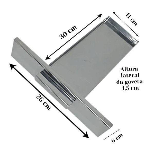 Gaveta em aço inox 430 para Pre-moldado 30x11x1,5