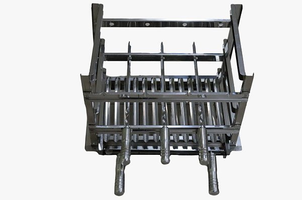 Grill em aço inox para Braseiro com 3 espetos e 1 grelha moeda e 1 grelha Argentina