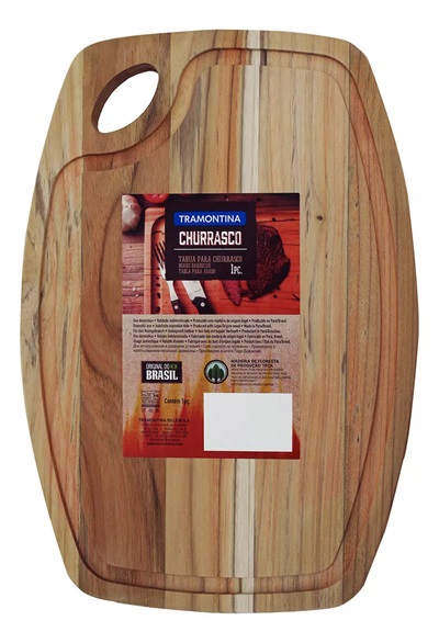 TÁBUA DE MADEIRA TECA RETALGULAR OVALADA 40x27